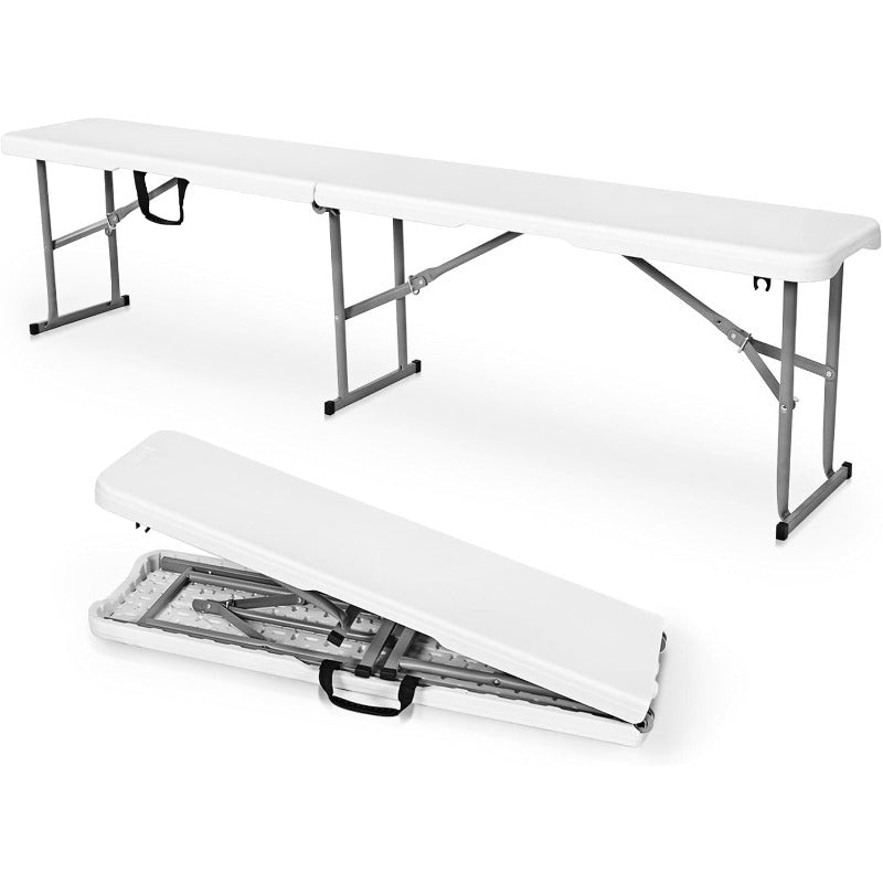 6ft White Plastic Folding Bench