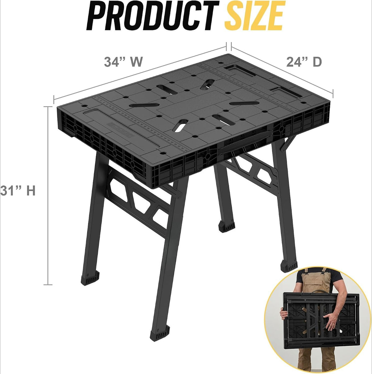 34"x25"x31" Portable Foldable Work Bench
