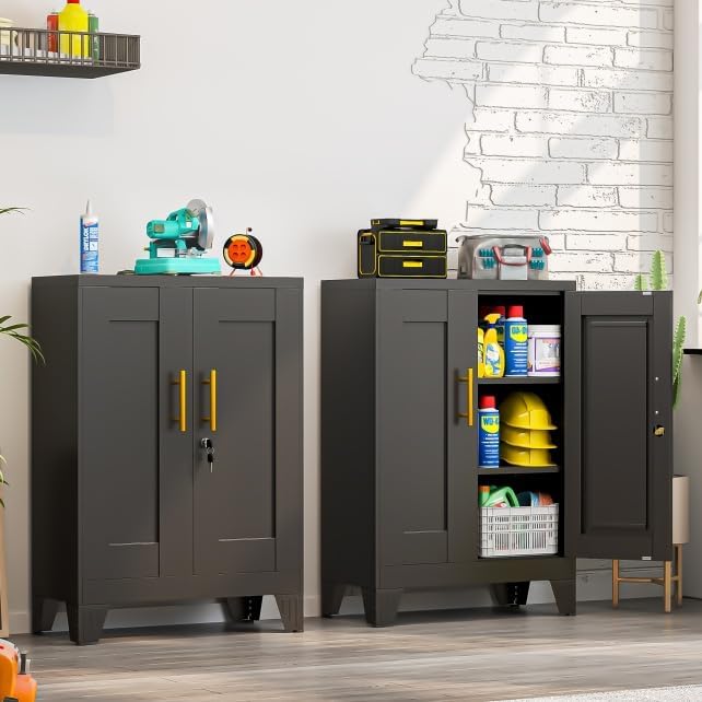 Small Locking Metal Tool Storage Cabinet