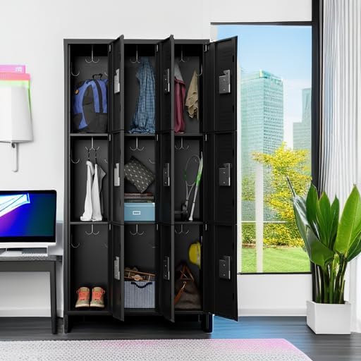 Black 9‑Doors Metal Storage Locker