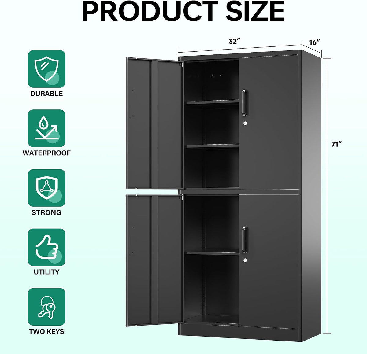 Black 4‑Door Metal Storage Cabinet