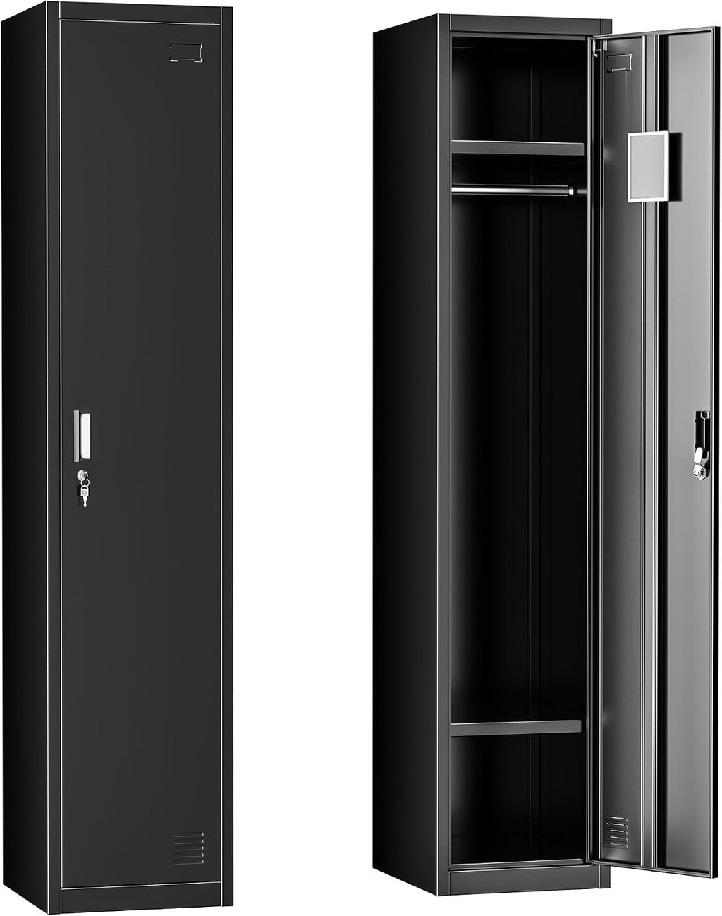 72" H Black Single‑Door Metal Employee Locker