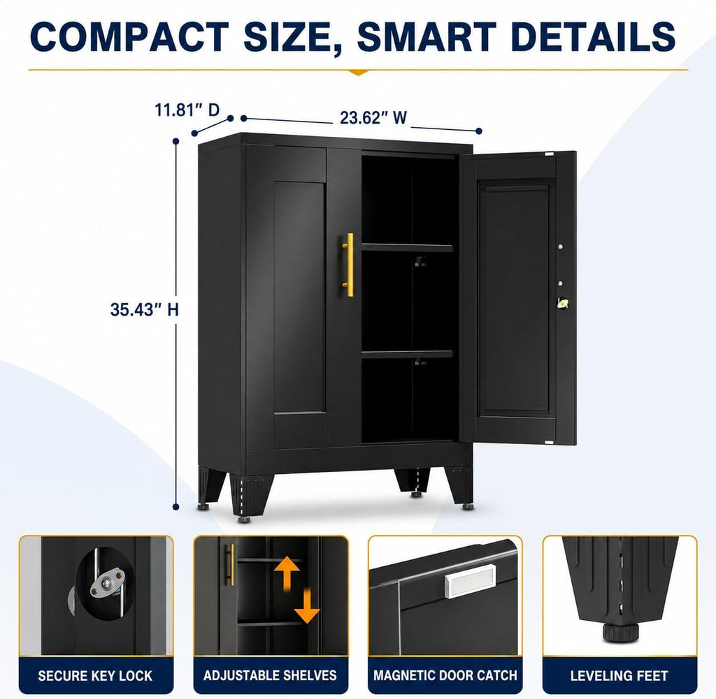 Small Locking Metal Tool Storage Cabinet