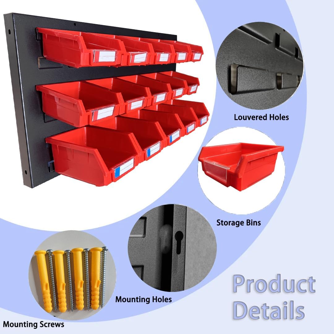 30‑Bin Wall‑Mounted Metal Storage Rack
