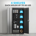 Black Tall Metal Garage Storage Cabinet