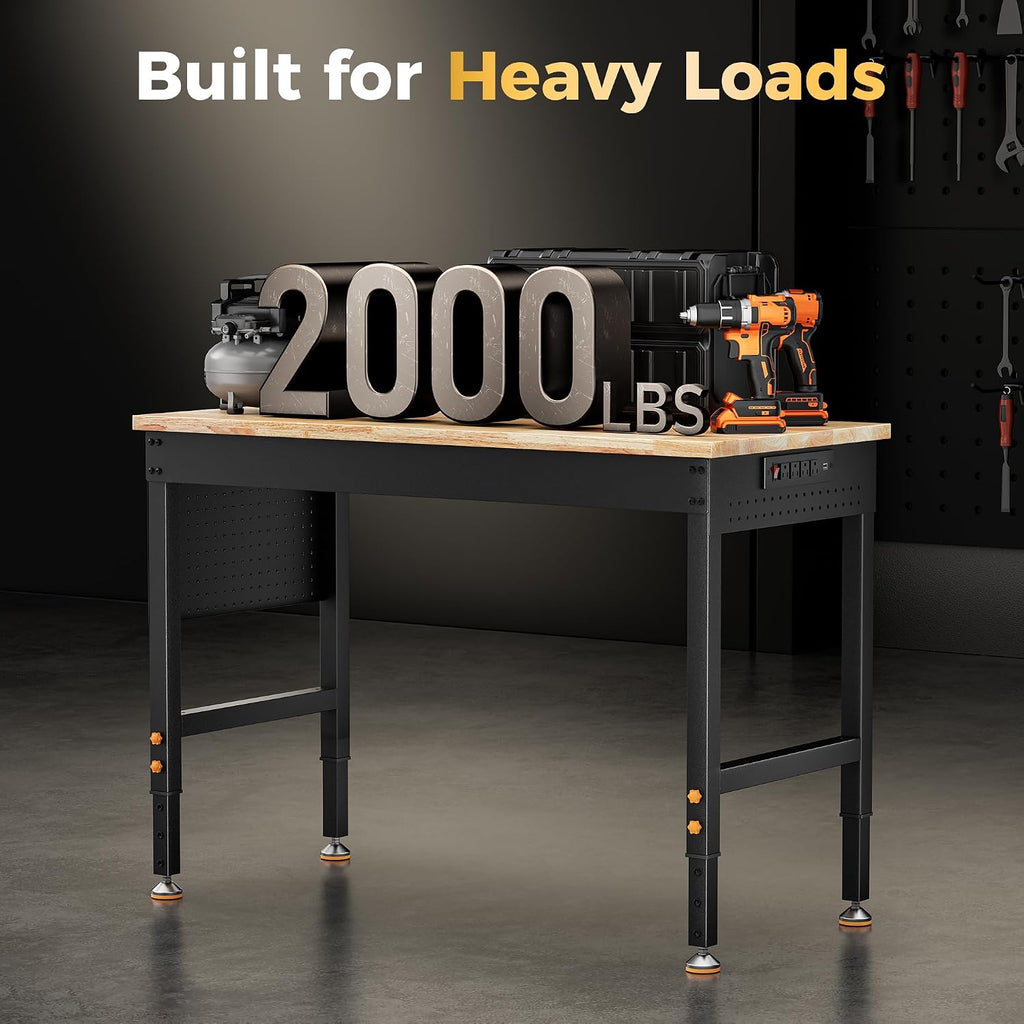 48" Rolling Workbench with Pegboard & Outlet