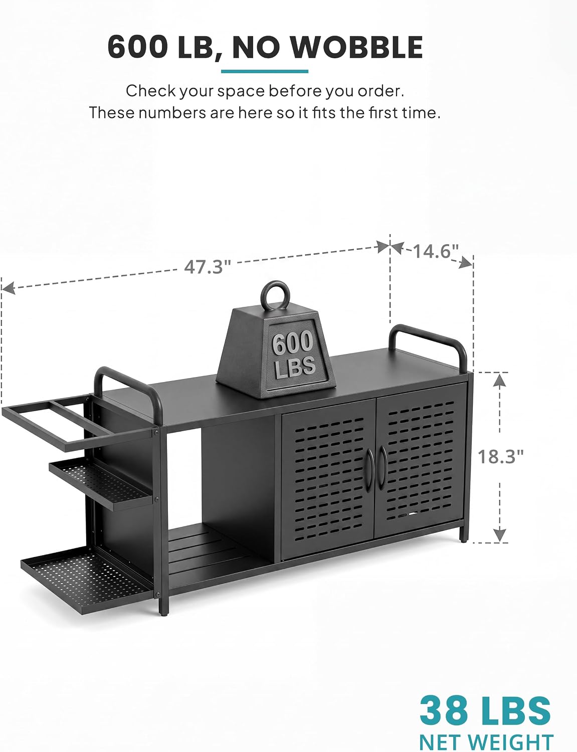 Black 600‑lb Shoe Storage Bench