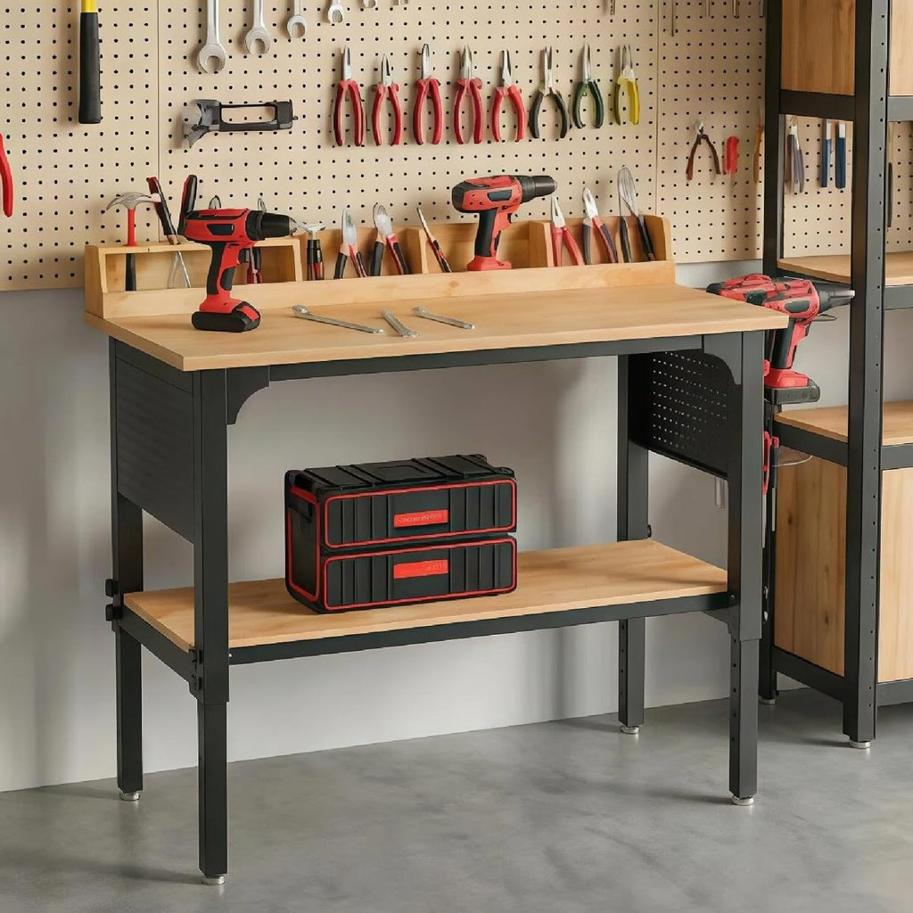 48" Rolling Height‑Adjustable Workbench