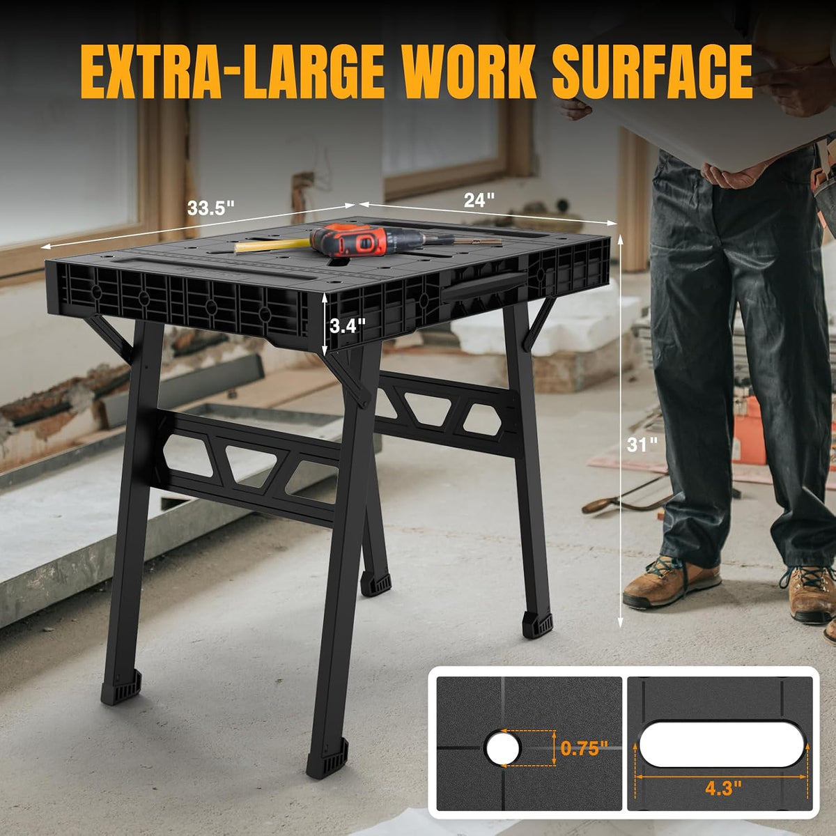 34"x24" Lightweight Folding Workbench