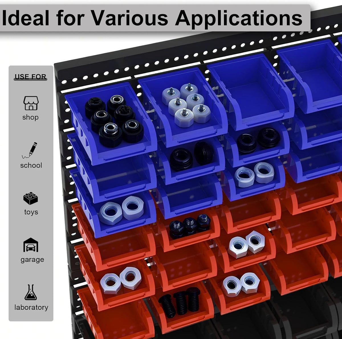 90PCS Wall‑Mounted Plastic Storage Bin Rack
