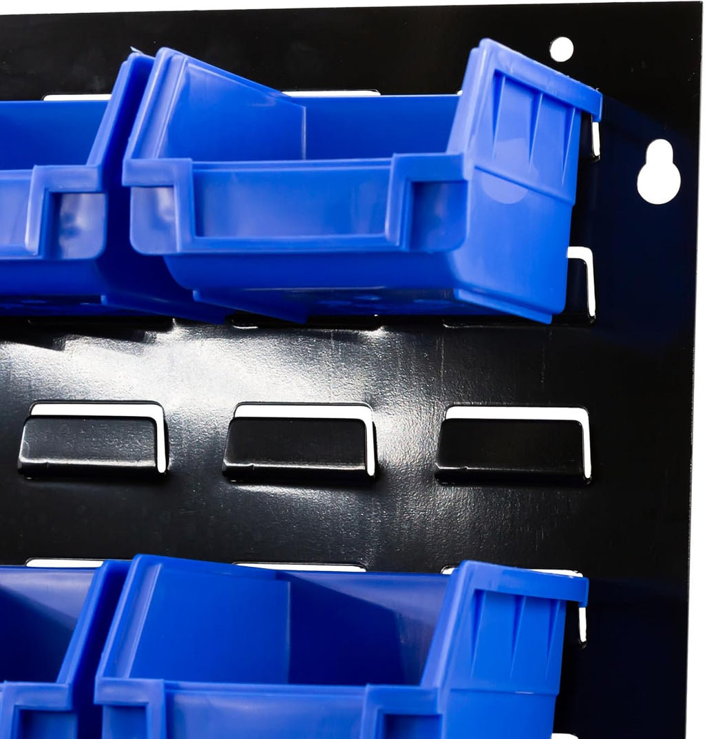 16‑Bin Wall‑Mounted Steel Storage Bin Set