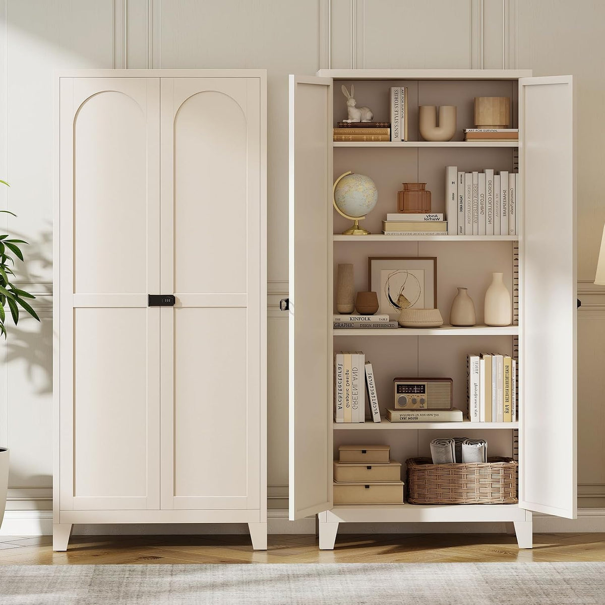 71" Black Metal Locking Storage Cabinet