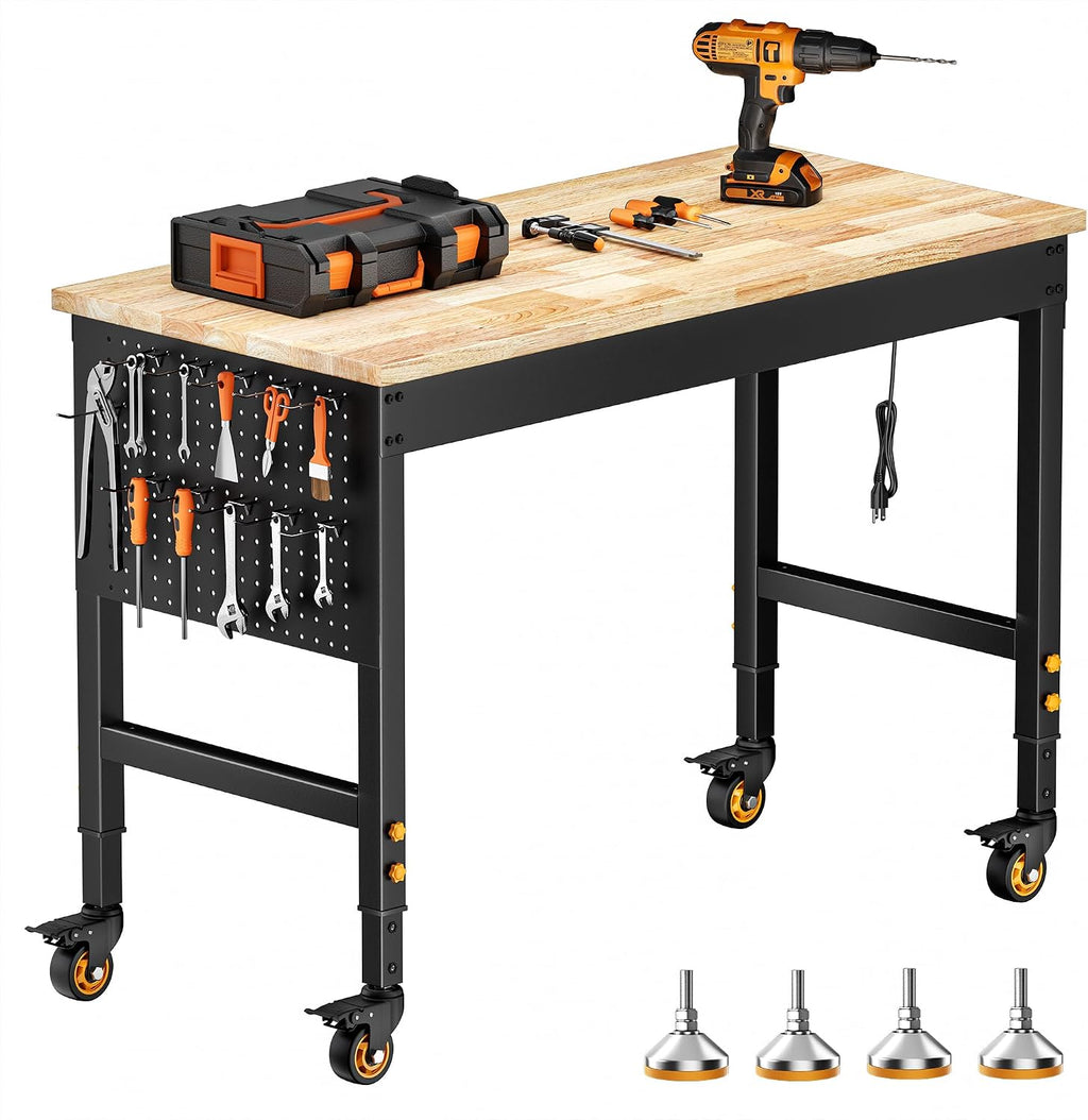 48" Rolling Workbench with Pegboard & Outlet