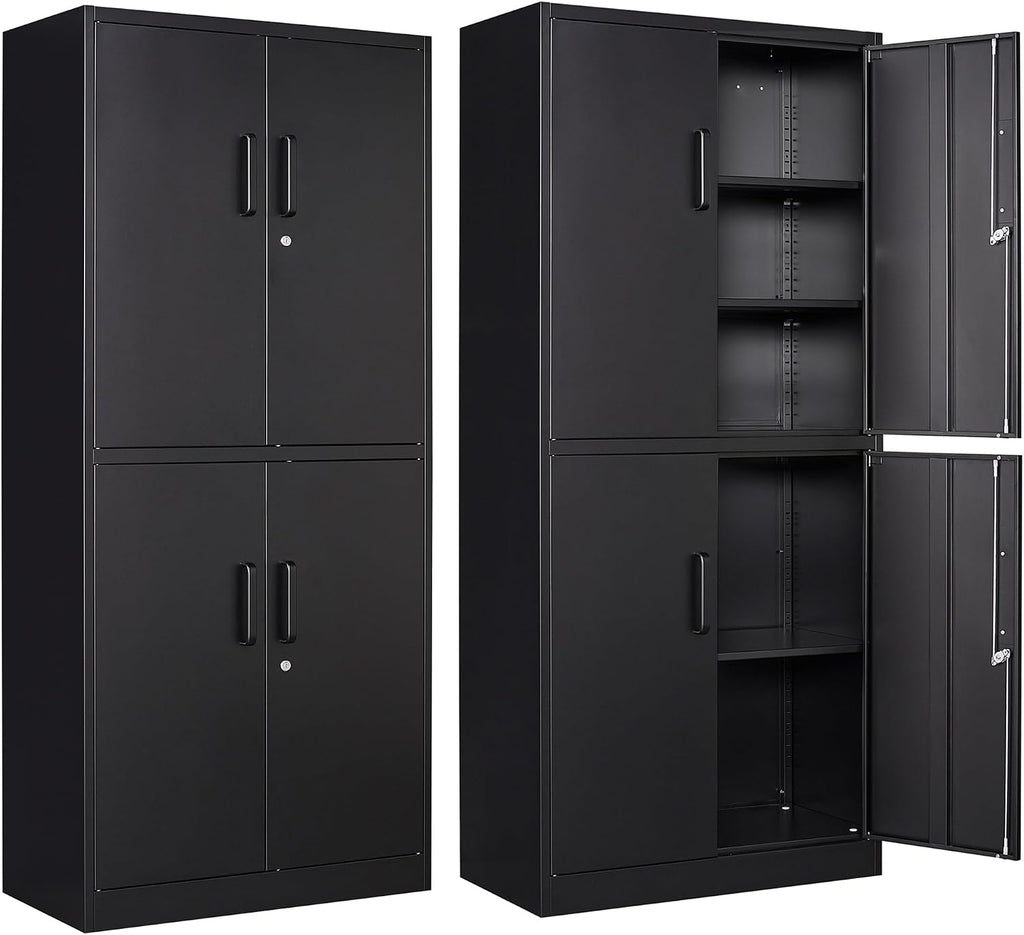 Black 4‑Door Metal Storage Cabinet