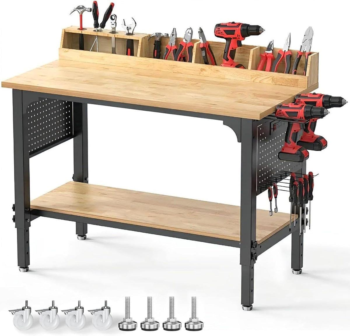48" Rolling Height‑Adjustable Workbench