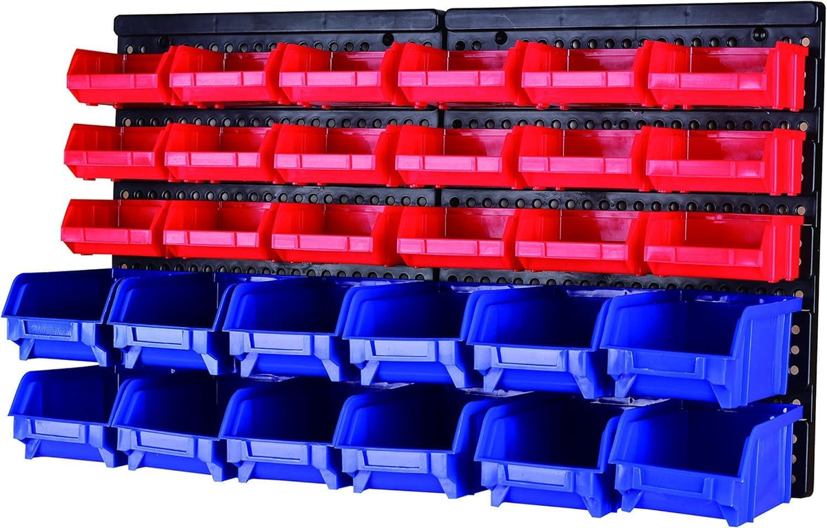 30‑Bin Wall‑Mounted Heavy‑Duty Storage Rack