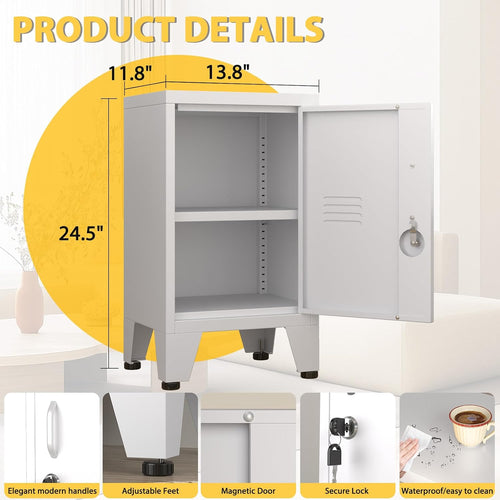 24.5" H White Small Metal Storage Locker