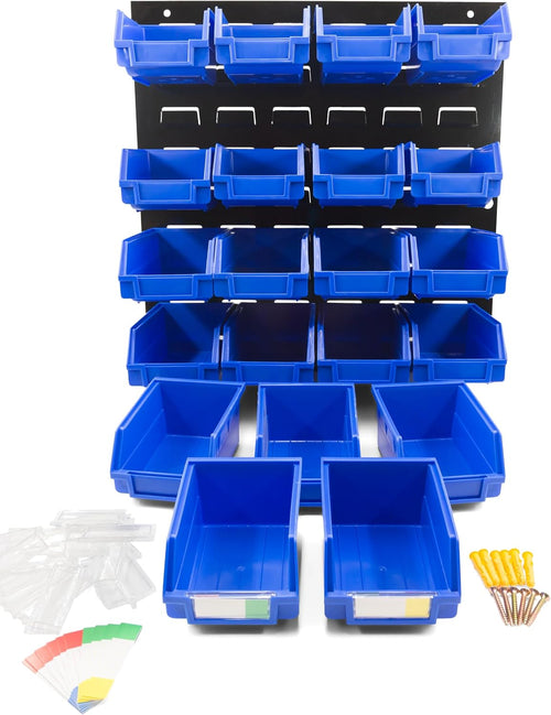 16‑Bin Wall‑Mounted Steel Storage Bin Set