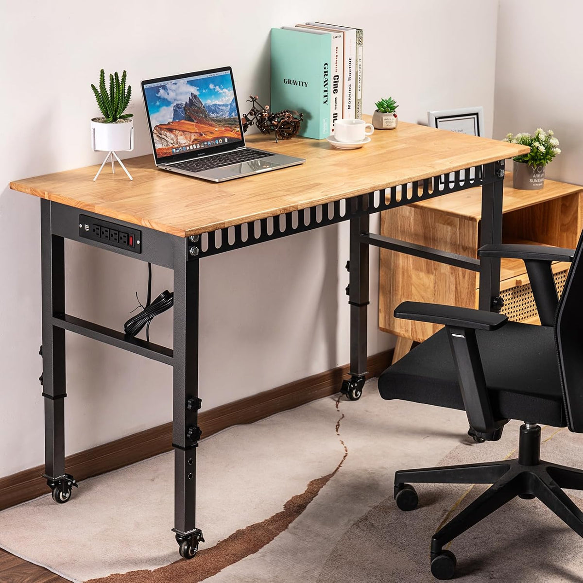 48" Rolling Adjustable Workbench with Outlet