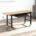 60×24 in Rolling Adjustable Hardwood‑Top Workbench
