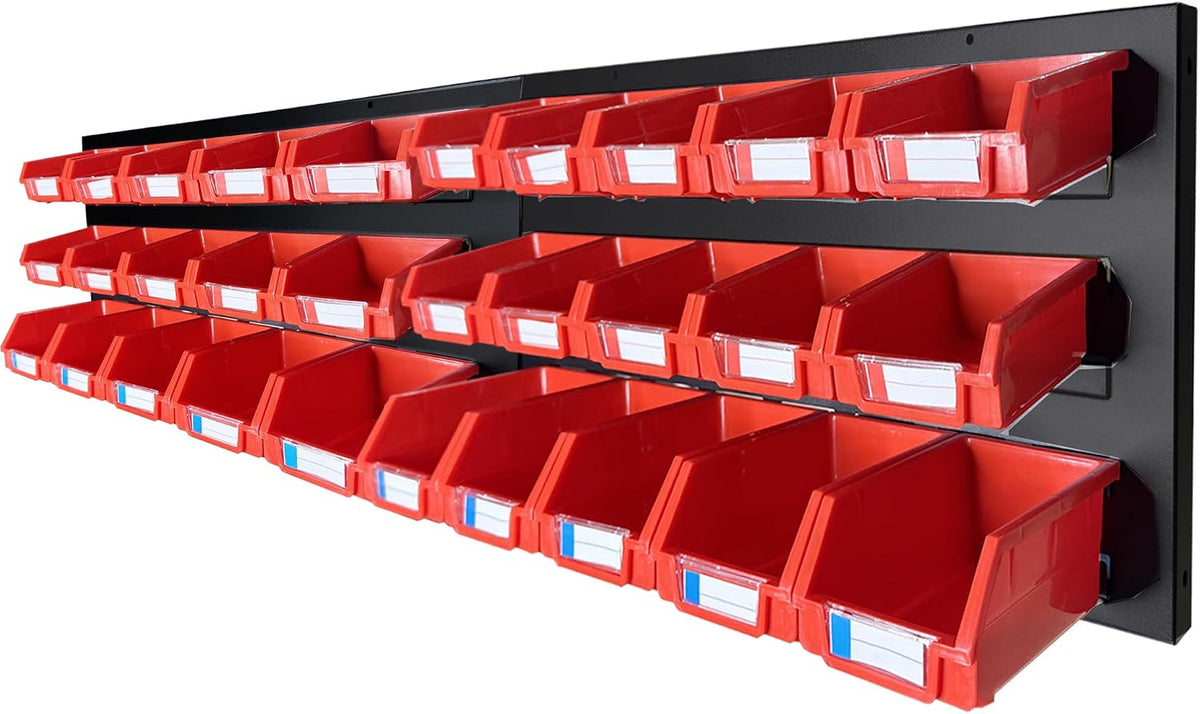 30‑Bin Wall‑Mounted Metal Storage Rack