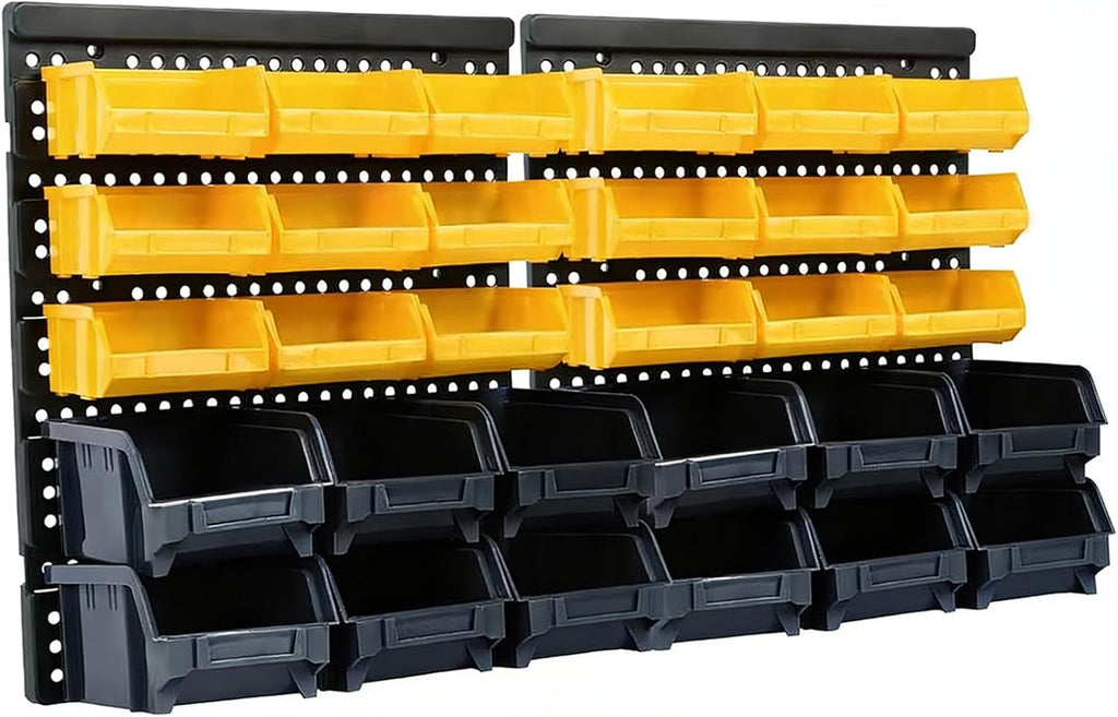 30‑Bin Wall‑Mounted Plastic Parts Storage Rack