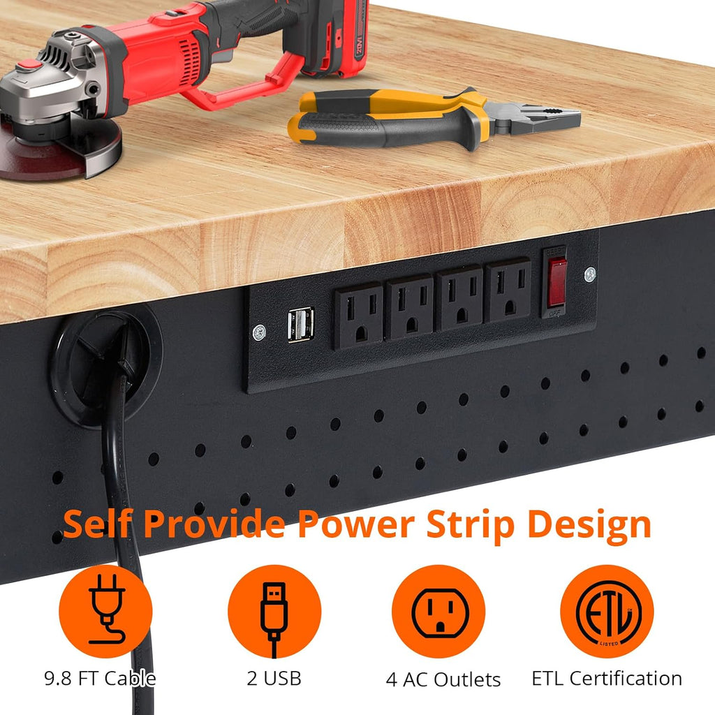 48×24 in Rolling Adjustable Workbench with Drawers