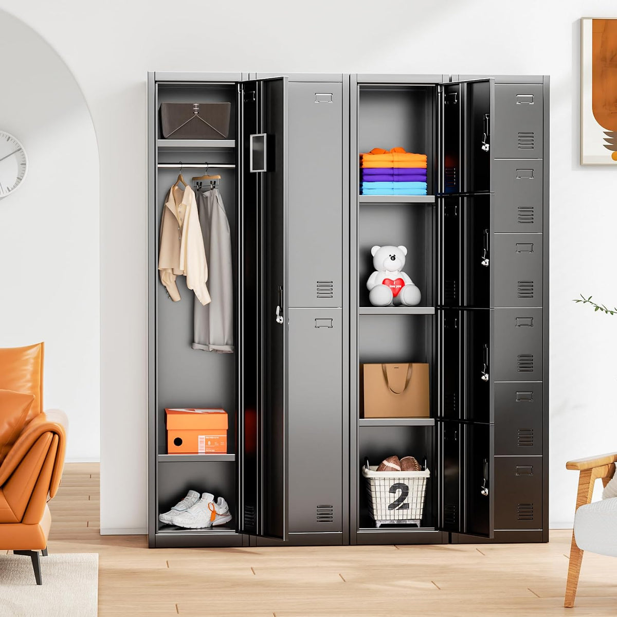 72" H Black Single‑Door Metal Employee Locker