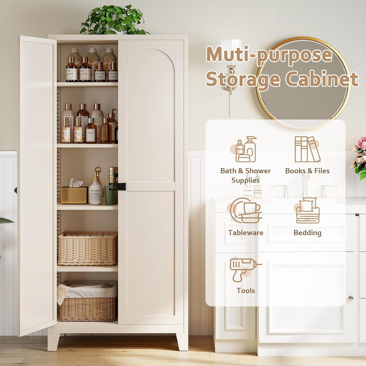 71" Black Metal Locking Storage Cabinet