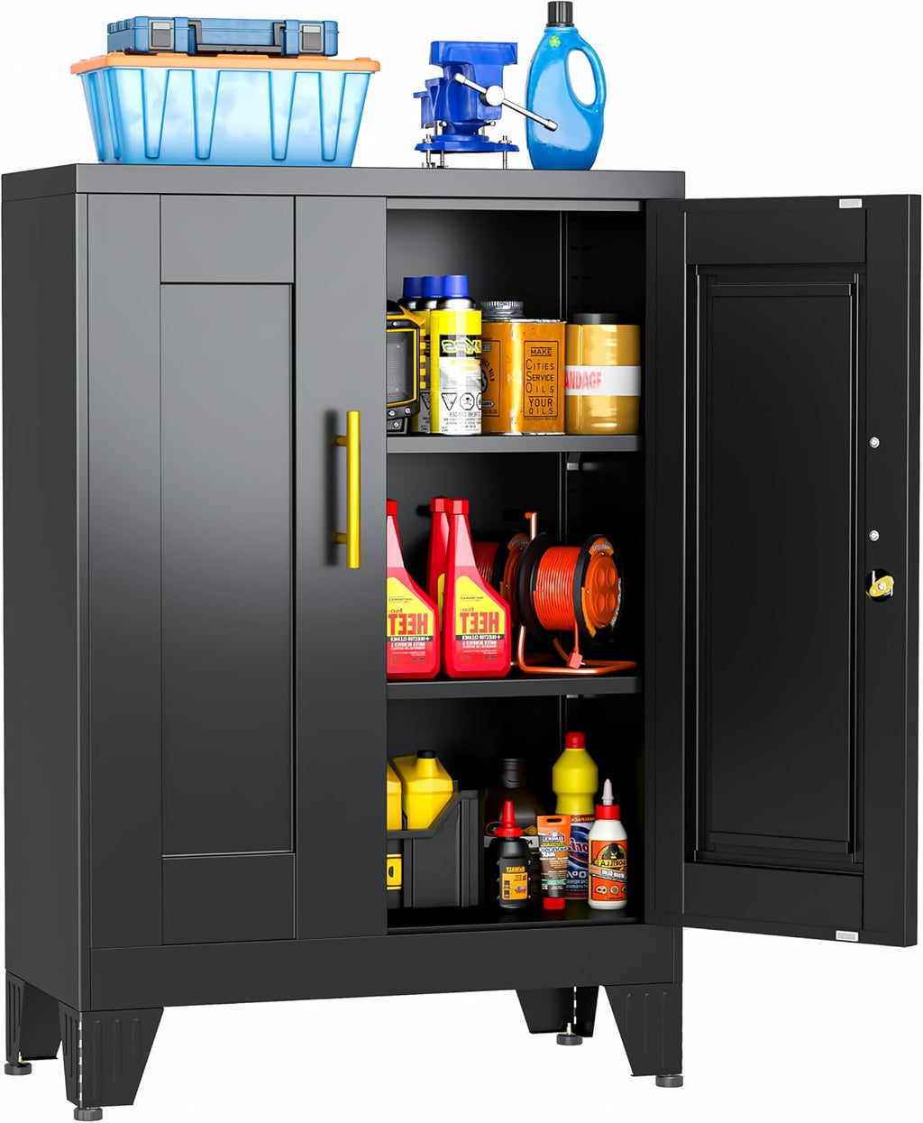 Small Locking Metal Tool Storage Cabinet