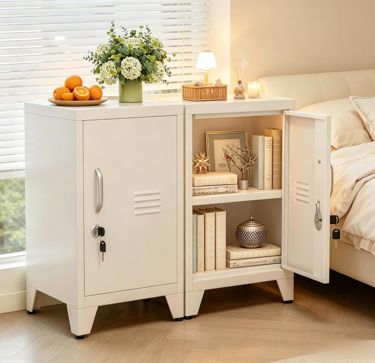24.5" H White Small Metal Storage Locker