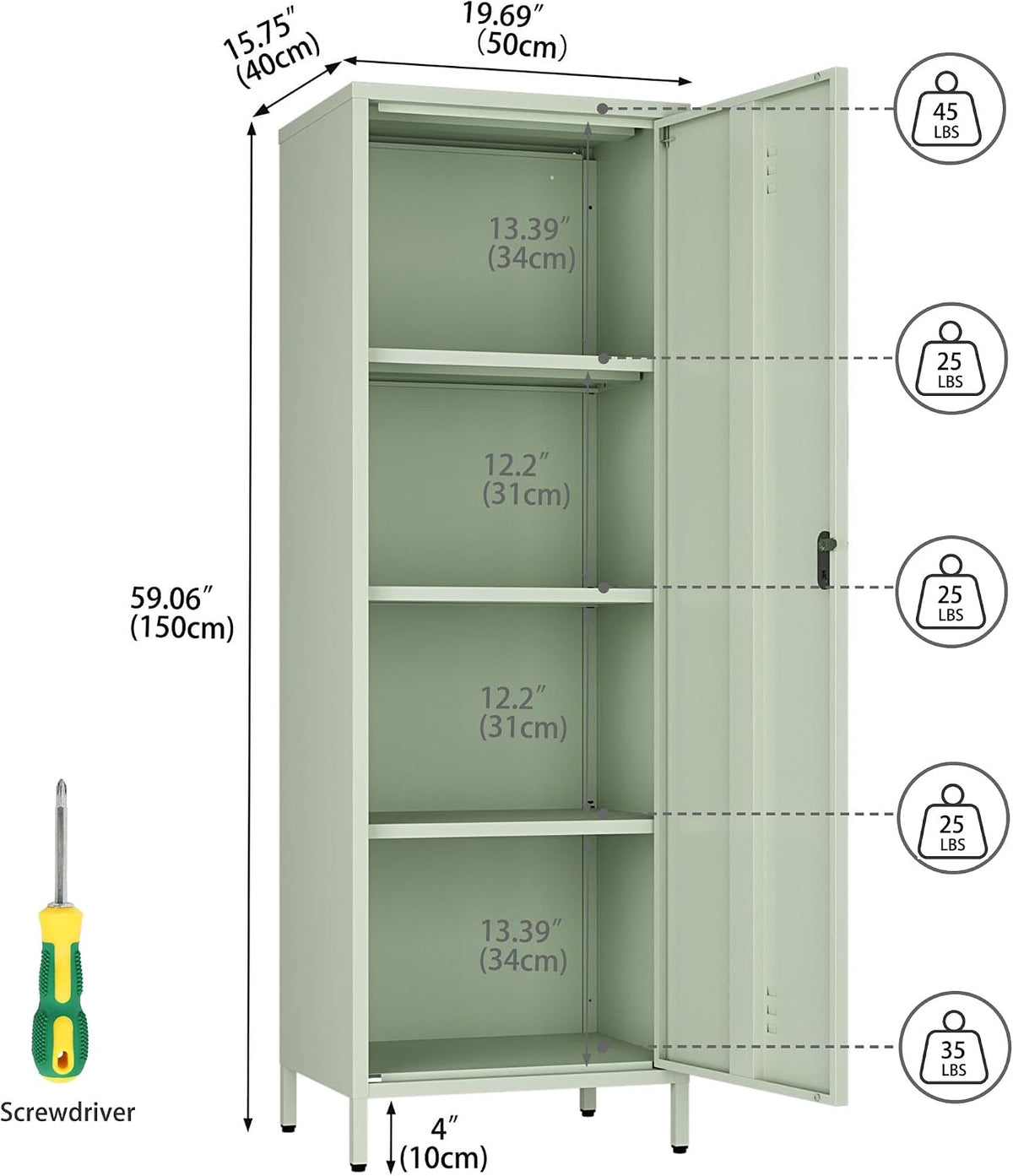 59.06'' Green Tall Metal Storage Cabinet