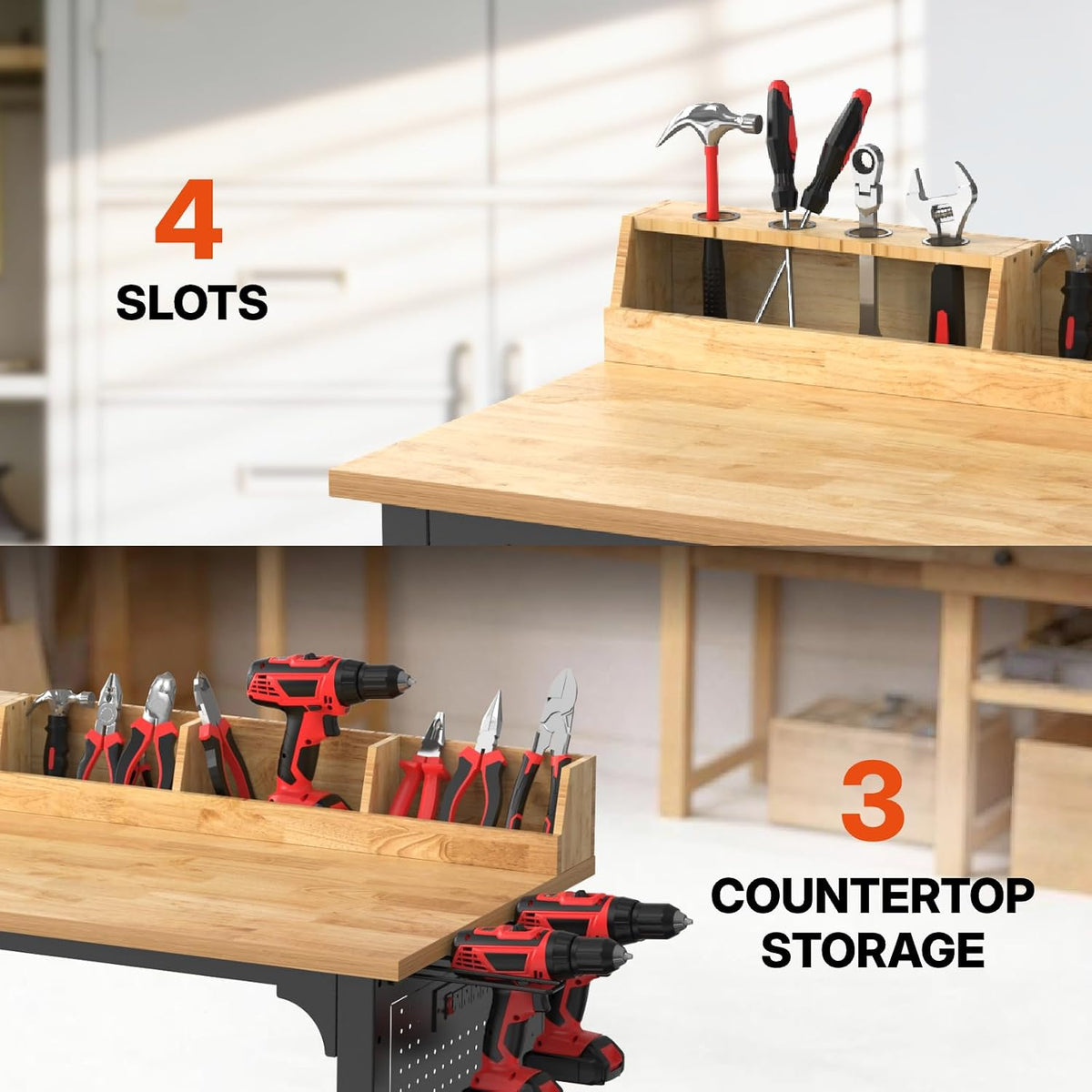 48" Rolling Height‑Adjustable Workbench