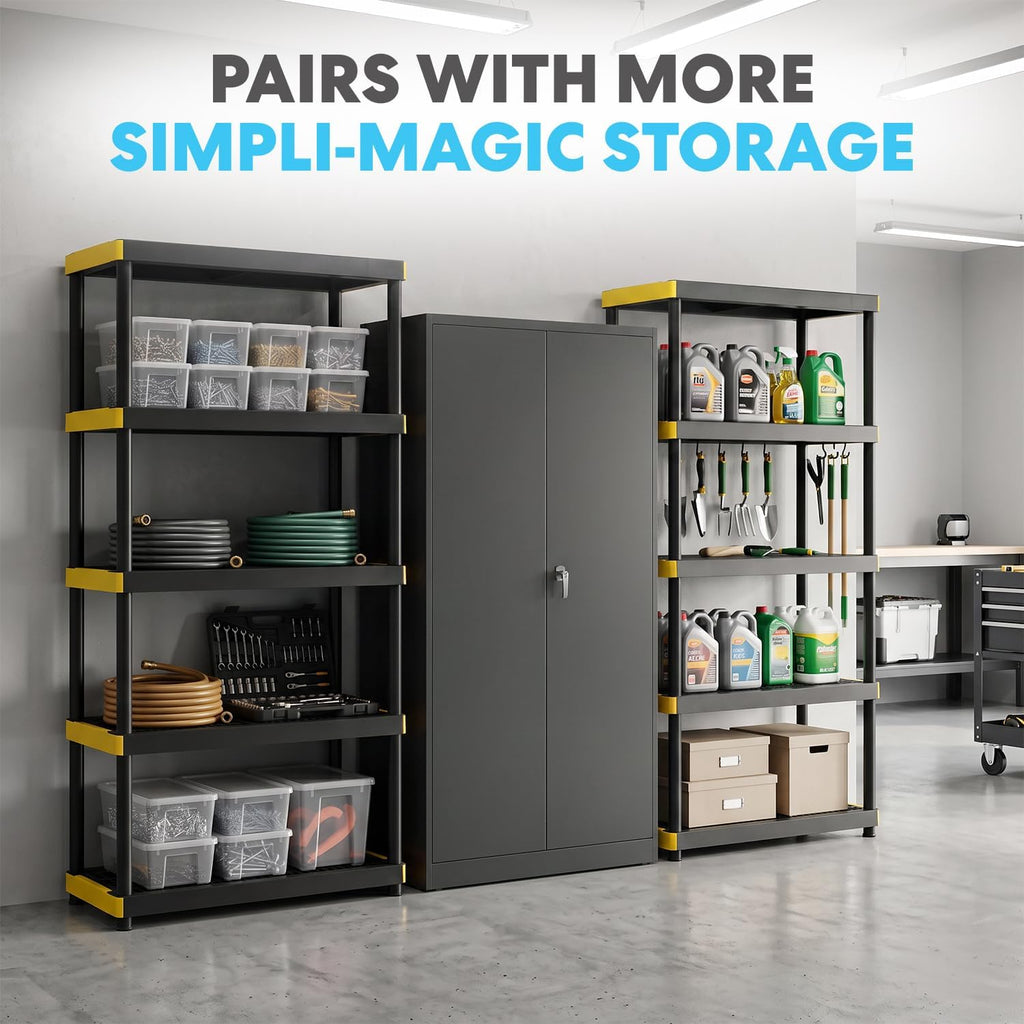 Black Tall Metal Garage Storage Cabinet