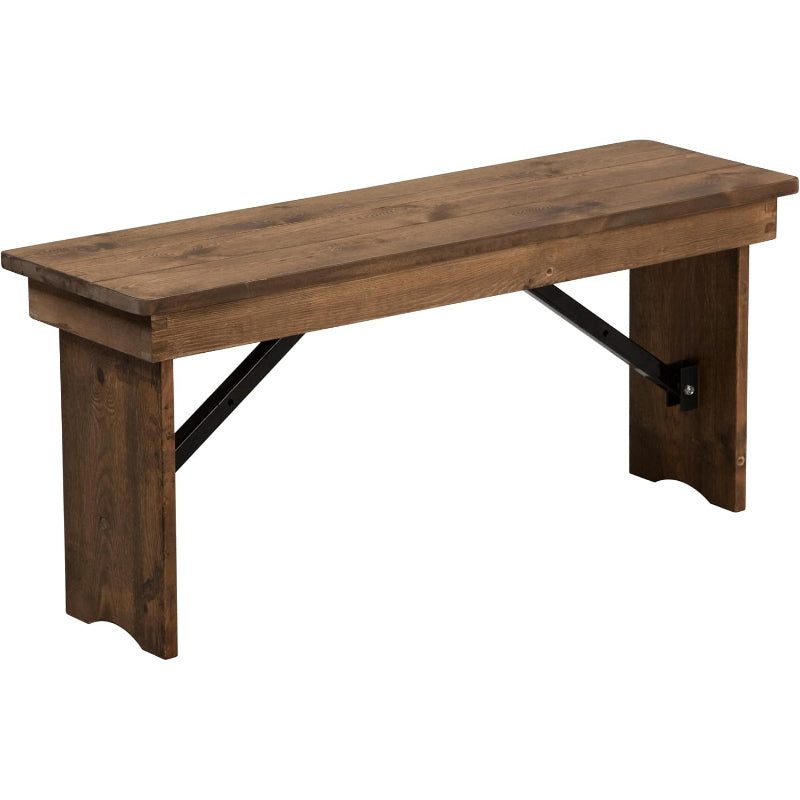 40"×12" Rustic Pine Folding Bench