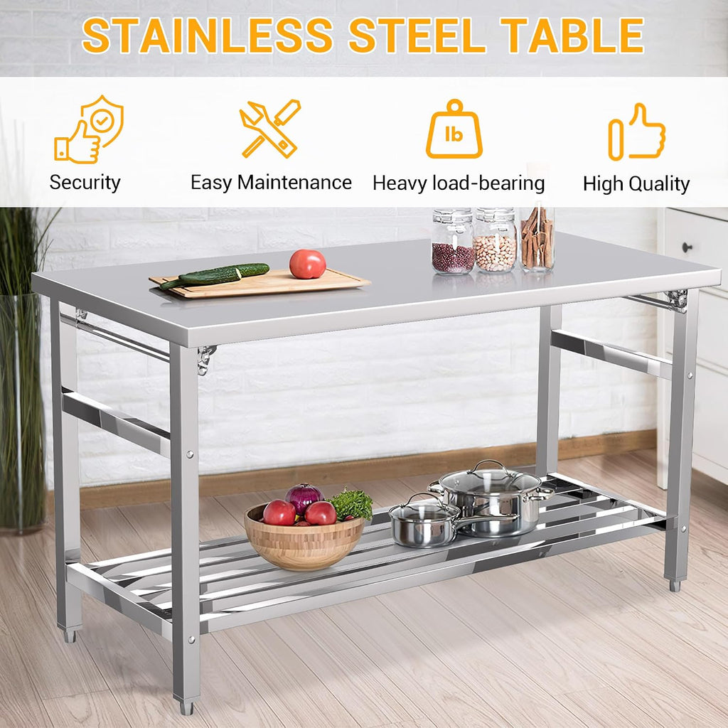 60×24 Inch Stainless Steel Folding Table