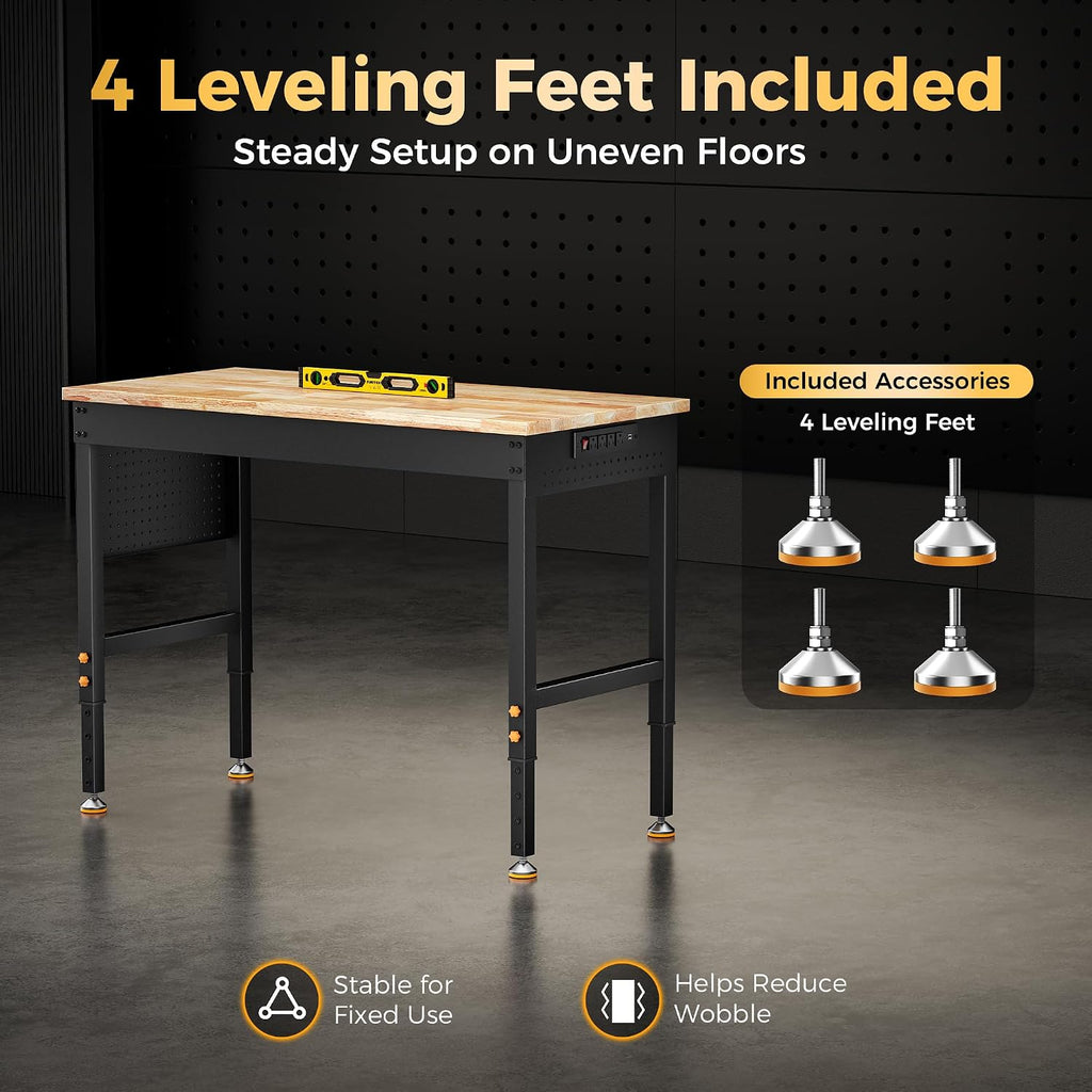 48" Rolling Workbench with Pegboard & Outlet