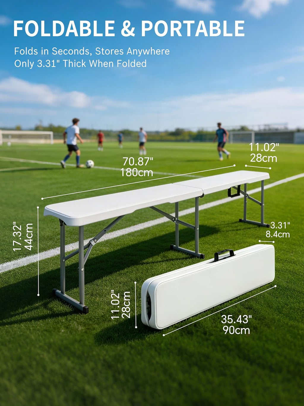 6FT 2‑Pack Fold‑in‑Half Folding Bench