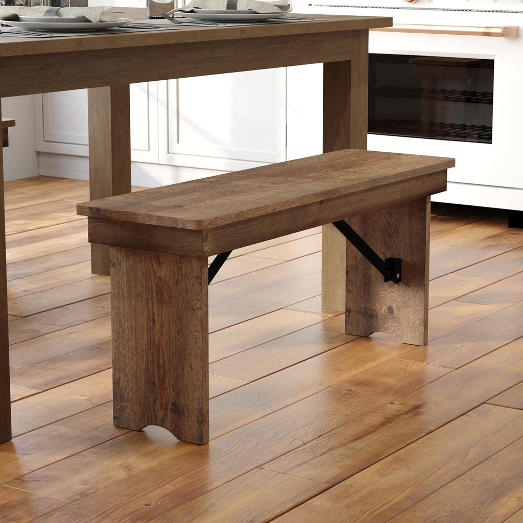 40"×12" Rustic Pine Folding Bench