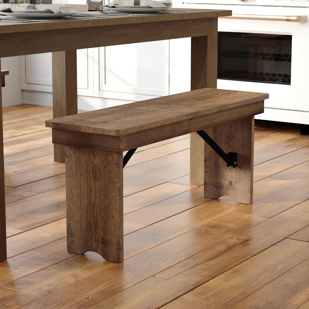 40"×12" Rustic Pine Folding Bench