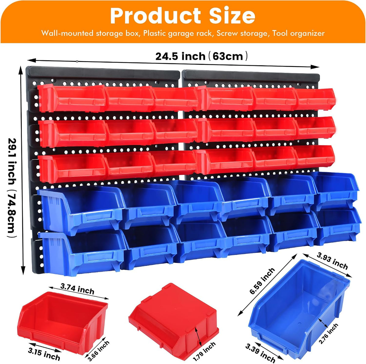 30‑Bin Wall‑Mounted Heavy‑Duty Storage Rack