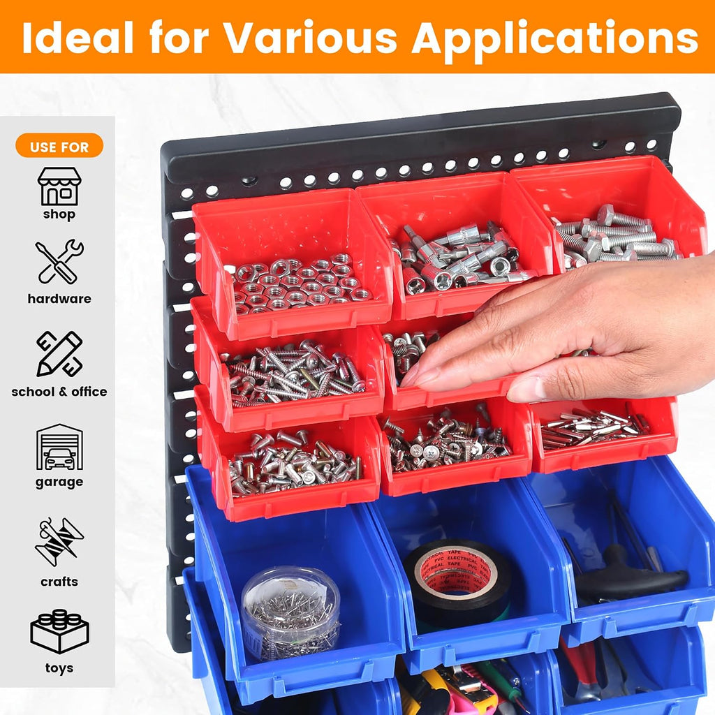 30‑Bin Wall‑Mounted Heavy‑Duty Storage Rack