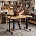 48" Height‑Adjustable Rolling Wood‑Top Workbench