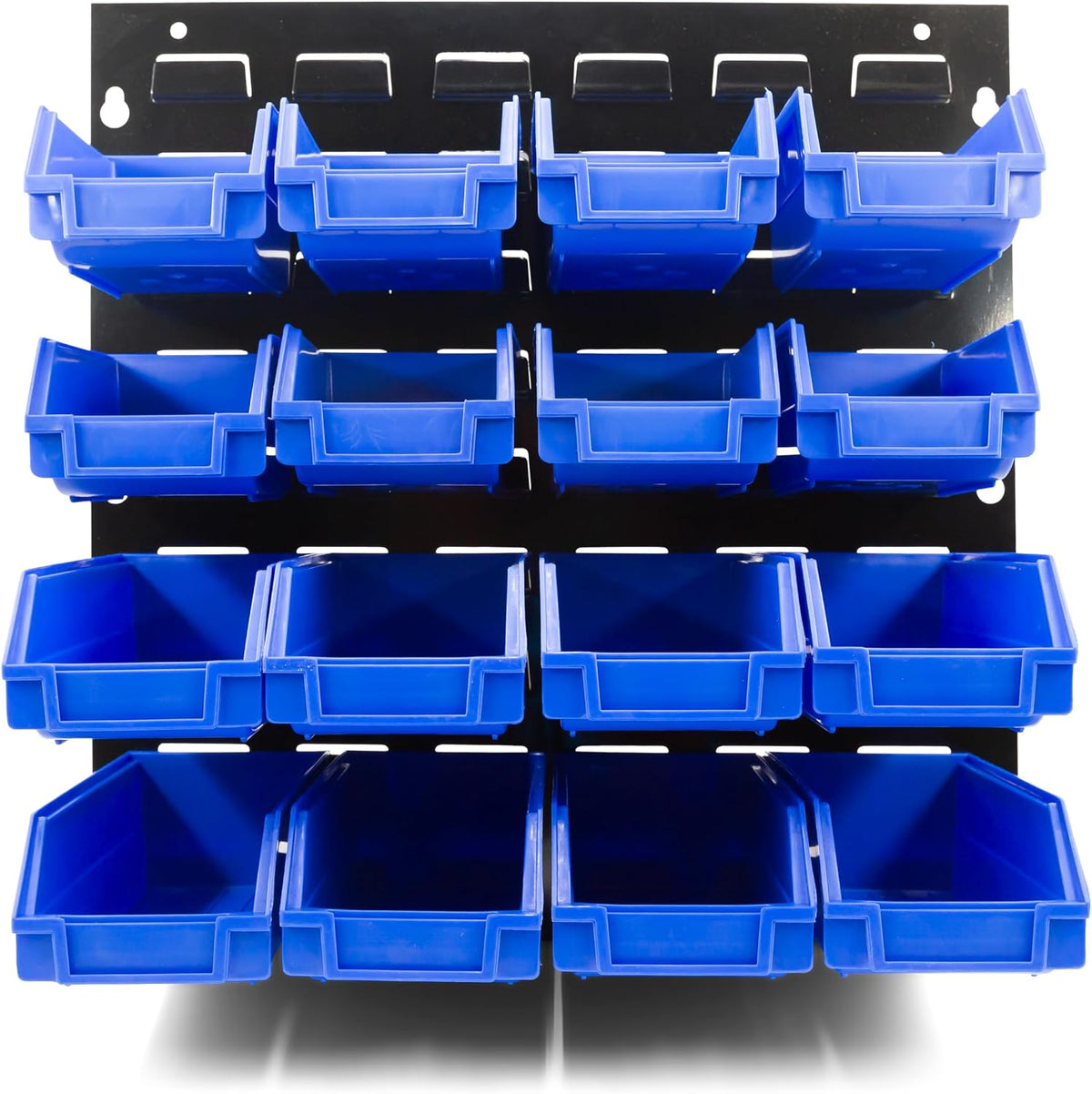 16‑Bin Wall‑Mounted Steel Storage Bin Set
