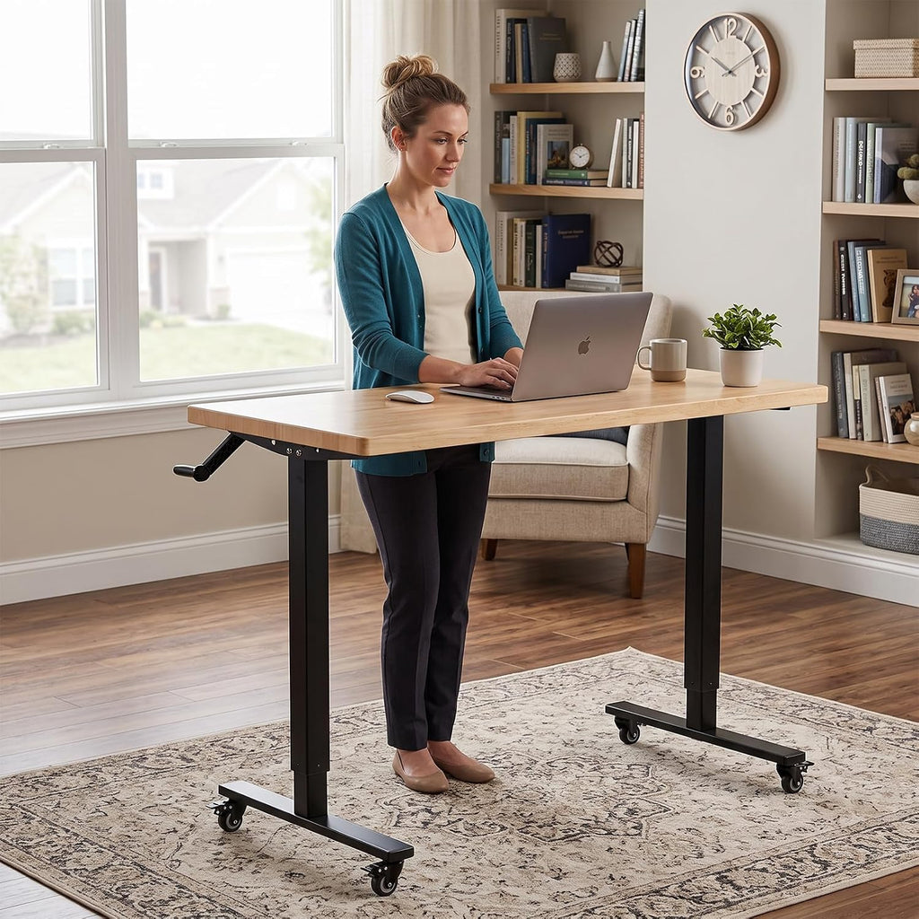 48" Height‑Adjustable Rolling Wood‑Top Workbench