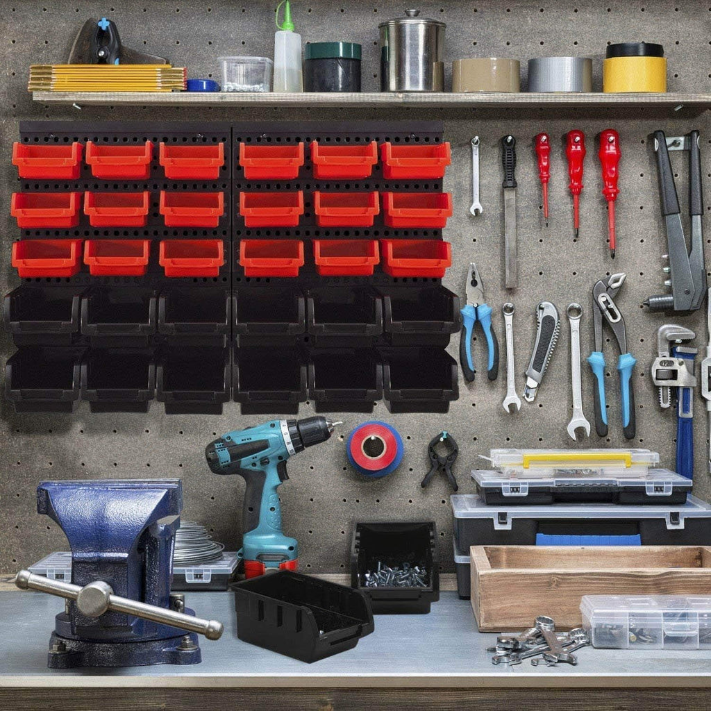 30‑Bin Wall‑Mounted Plastic Parts Storage Rack
