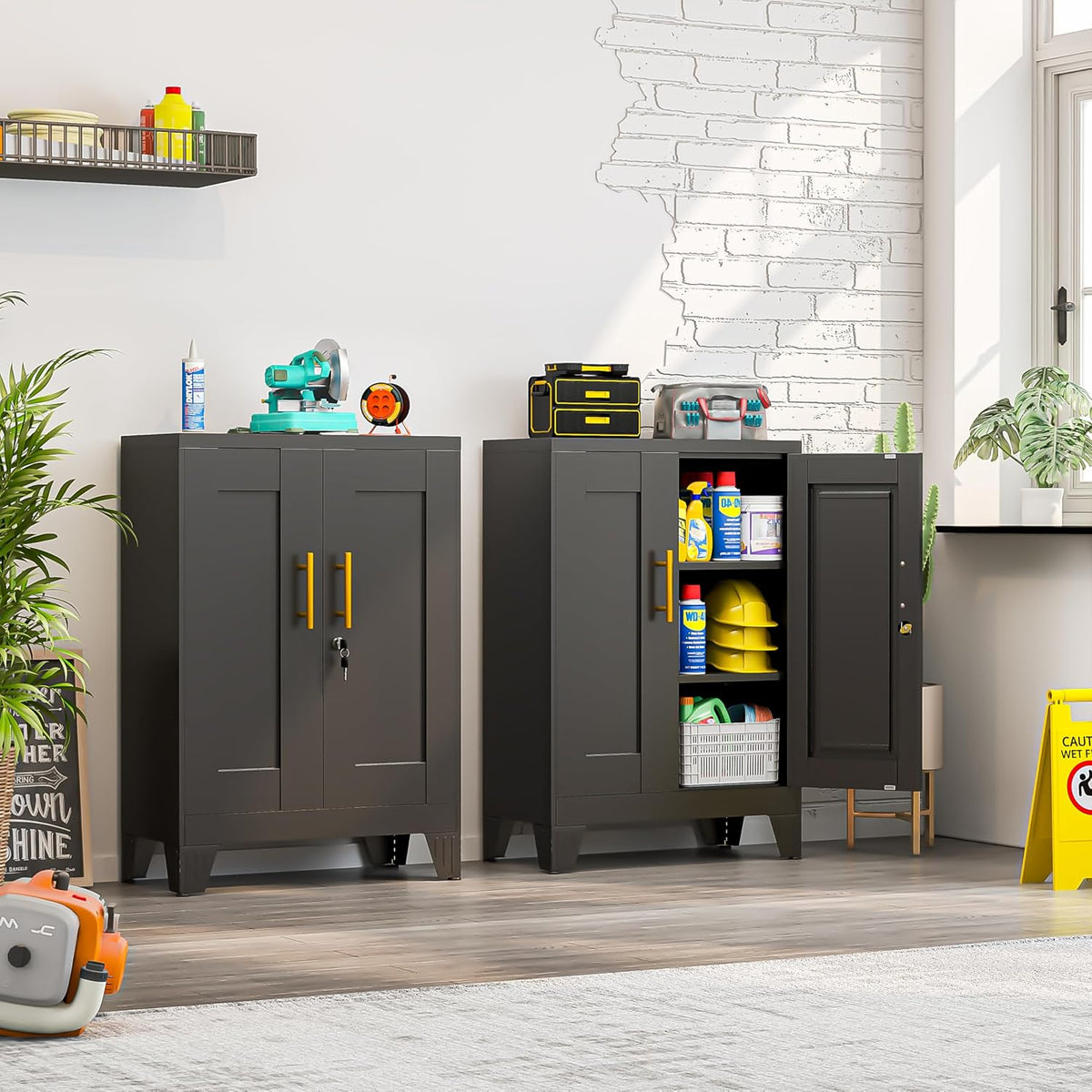Small Locking Metal Tool Storage Cabinet