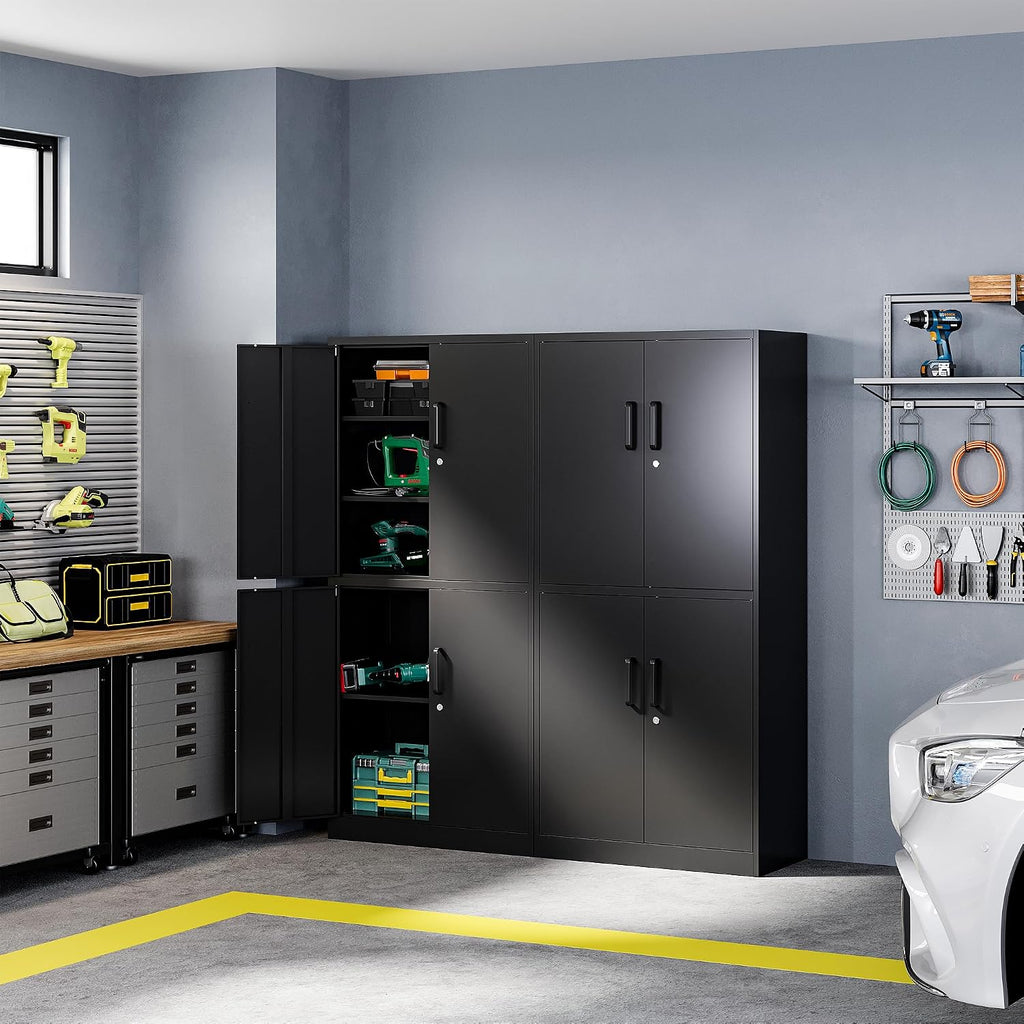 Black 4‑Door Metal Storage Cabinet