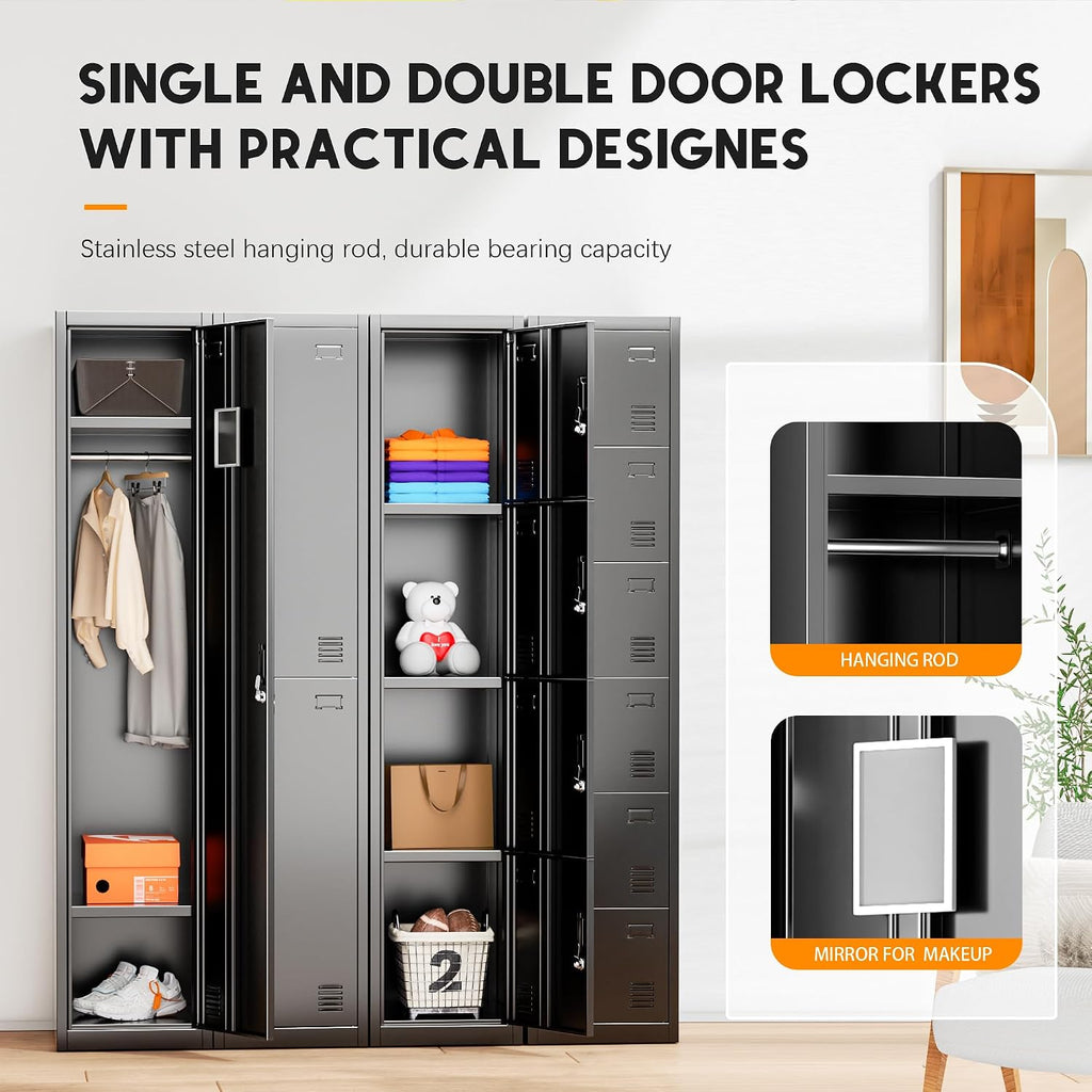 72" H Black Single‑Door Metal Employee Locker