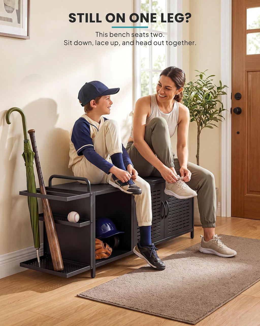 Black 600‑lb Shoe Storage Bench